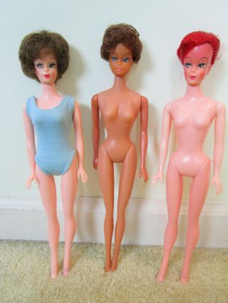 Vintage Barbie Clone Dolls Bubblecut,  African American & Redhead Ponytail Nude