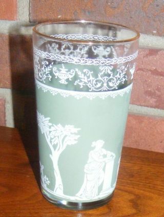 Vtg Exquisite Grecian Hellenic Pattern Roman Wedgewood Green Jeannette Glass