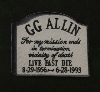 Gg Allin Live Fast Die Iron - On Patch 4x3” Murder Junkies John Wayne Gacy Punk