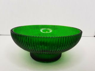 Vintage Hoosier Glass 4054 Christmas Green Emerald Ribbed Candy Dish Bowls