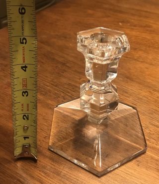 Val St.  Lambert Gardenia 5 Inches Glass Candlestick Signed