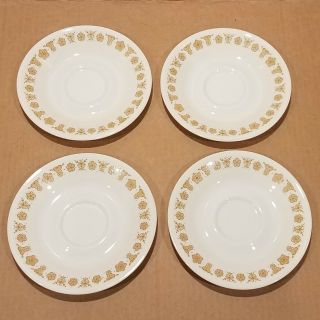 (4) Corning Ware Corelle Butterfly Gold 6 1/4 Inch Cup Saucer Flat/hook Set Vtg