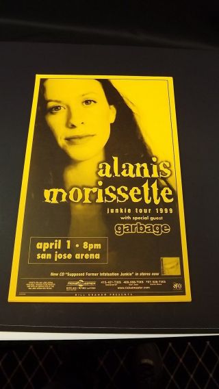 1999 Alanis Morissette Junkie Tour Concert Poster Flyer Ad W/ Garbage