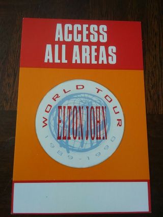 Elton John 1989 - 90 World Tour Backstage Pass Ulaminated Card