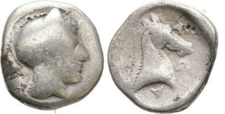 Ancient Greece 5 Cent Bc Thessaly Pharsalos Silver Hemidrachm Athena Horse