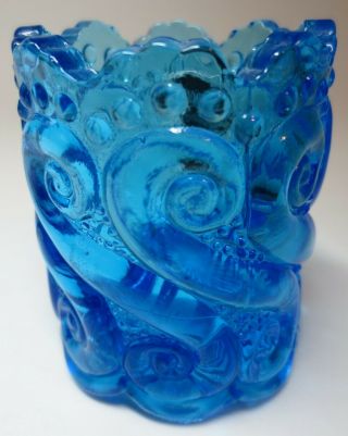 Vintage Toothpick Holder - Kanawha Dunbar Wv Art Glass - S Repeat - Colonial Blue