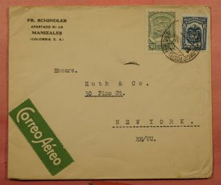 Dr Who 1926 Colombia Manizales Scadta Airmail To Usa 144047