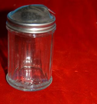 Vintage Small Ribbed Glass Diner Sugar Shaker With Metal Flip Up Lid 4 "