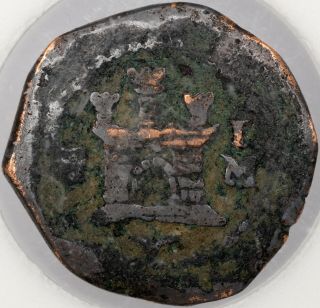 World Pirate Era Spanish Bronze Nummis C.  1400 - 1600 Ad Slabbed Ancient Coin 