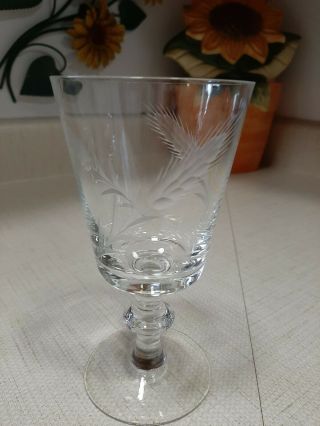 Vintage Crystal Wine Glasses Etched Wheat Design (set Of 4)