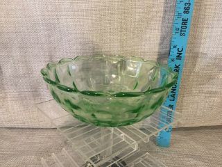 Vintage 7 " Green Anchor Hocking Uranium Glass Diamond Scalloped Bowl