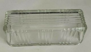 Vintage Mid - Century Ribbed 1/4 Pound Glass Butter Dish Replacement Lid Cover
