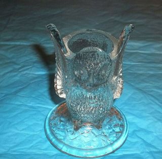 Westmoreland Clear Owl Toothpick Holder 3 " Marked With Overlapping Wg