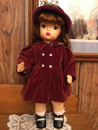 Vintage 16 " Terri Lee Tagged Lined Coat And Hat Coat And Hat Only
