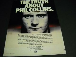 Phil Collins The Truth About Phil Collins Face Value 1981 Promo Poster Ad