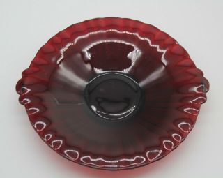 Vintage Anchor Hocking Old Cafe Ruby Red Glass Handled Bowl Candy Dish Tray