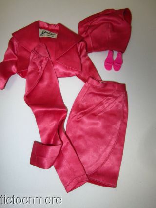Vintage Barbie Doll Fashion Clothes 1611 Satin N Rose Complete Set W/ Heels