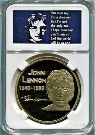 Beatles John Lennon Imagine Lyrics Gold Coin Display With Stand