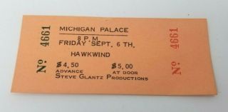 Hawkwind 1974 Concert Ticket Photo Detroit Michigan Palace Usa Lemmy Kilmister