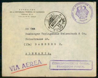 Mayfairstamps Chile Ad 1958 Cover Valdivia German Embassy Wwi82833