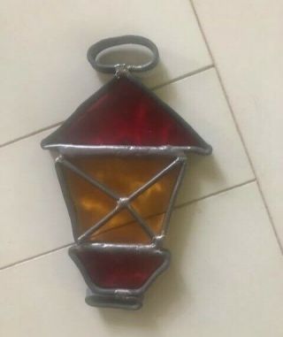 Vintage Leaded Stained Glass 5 " Lantern Suncatcher