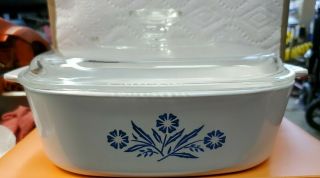 Vintage Corningware " Blue Cornflower " 2qt Casserole Dish A2b With Pyrex Lid A90