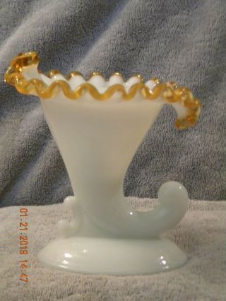 Fenton Gold Crest Milk Glass Horn Of Plenty – 1950s
