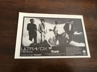 1980 Vintage 5.  5x8.  25 Album Promo Print Ad For The Band Ultravox " Vienna "