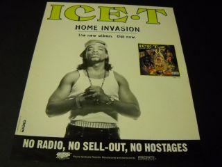 Ice T No Radio - No Sell - Out - No Hostages Home Invasion 1993 Promo Poster Ad