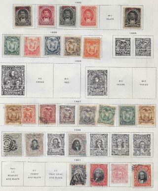 25 Ecuador Stamps From Quality Old Antique Album 1895 - 1901