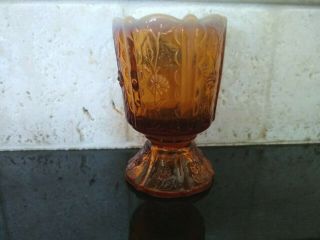Vintage Fenton Art Cinnamon Trim Glass Amber 3 1/2 " Mini Small Flower Bud Vase