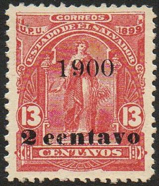 El Salvador 1900 2c/13c Ceres No Wheel Mh Eentavo Var.  Sct 244a Sg 422a.  Scarce.
