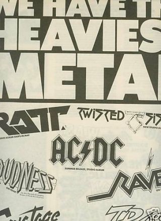 Heavy Metal 1985 Promo Poster Ad Savatage Ratt Raven Loudness