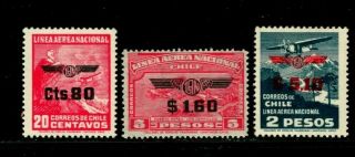 Es - 13908 Chile 1940 Air Mail Surcharged Sc.  C51 - 5 Mnh $12