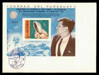 Dr Who 1967 Paraguay Fdc John F Kennedy Jfk S/s F67488