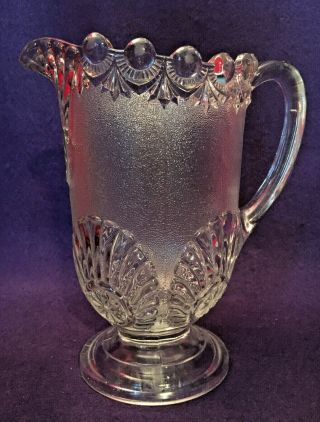 Eapg Antique Pattern Glass Victor Water Pitcher Shell & Jewel Westmoreland