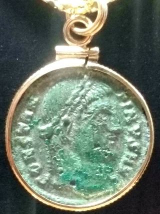 Constantine The Great Camp - Gate Authentic Ancient Roman Coin Gold - Filled Pendant