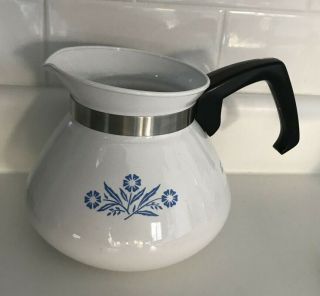 Vintage Corning Ware P - 104 Blue Cornflower 6 Cup Coffee Teapot - No Lid