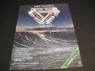 Mike Oldfield Is Airborn.  His Musical Masterpiece 1980 Promo Poster Ad