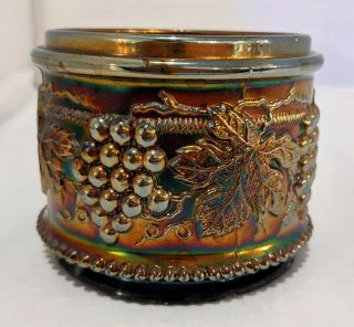 Antique Northwood Amethyst Carnival Glass Powder Jar Bottom 3 
