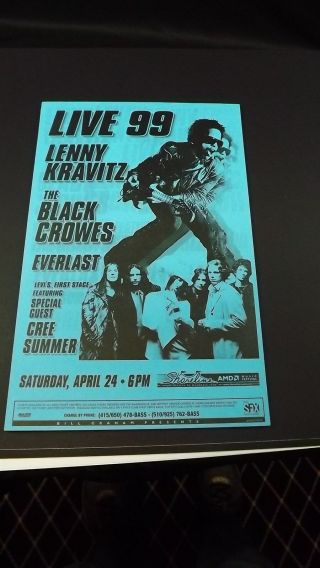 Lenny Kravitz Live 99 Tour W/ The Black Crowes Concert Poster Flyer Ad
