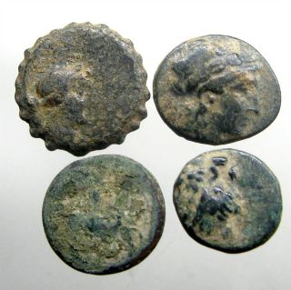 4 Unidentified Bronze Coins Of Ancient Greece_4th - 1st Century Bc