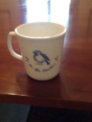Corning Ware Corelle In The Garden Coffee Tea Cup Mug 3 - 1/2 " White W/ Blue Bird