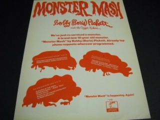Bobby Boris Pickett Monster Mash Is Re - Serviced 1973 Promo Poster Ad