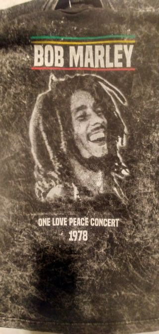 Bob Marley Vintage T - Shirt One Peace Love 1978 Concert Zion Sportswear Size XL 2