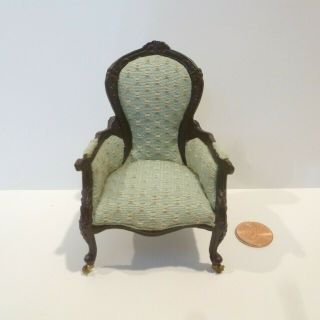Bespaq Dollhouse Miniature Arm Chair On Casters Vintage