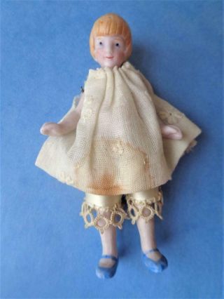3.  25 " Antique Miniature Bisque German Dollhouse Doll Jointed 1920s Flapper Girl