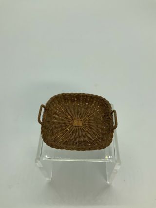 Dollhouse Miniature Artisan Signed Joan Rankin Hand Woven Basket W/ Handle