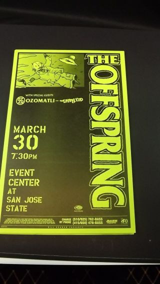 1999 The Offspring W/ Ozomatli San Jose State Concert Poster Flyer Ad