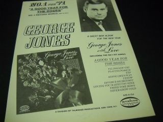 George Jones Is Number One For 1971 Promo Display Ad Good Year For The Roses